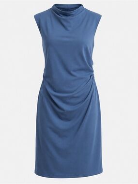 Nine West Slate Blue Sleeveless Draped Midi Dress